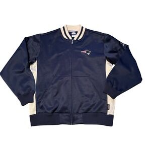 Vintage Reebok New England Patriots NFL Full Zip Track Jacket Mens L Navy